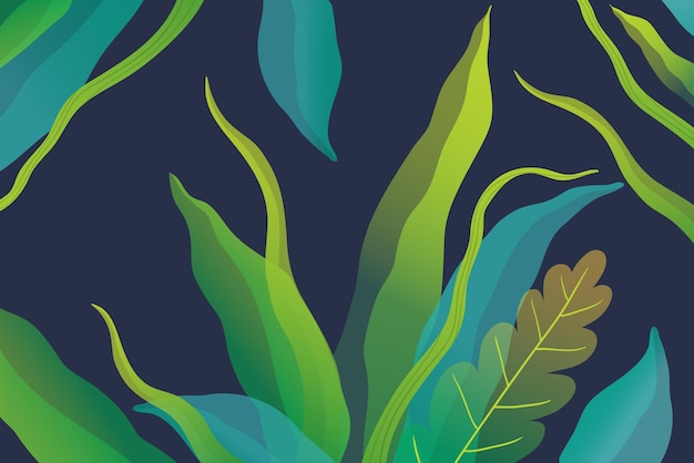 Vector exotic leaves and grass hand drawn nature design