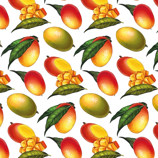 Exotic mango seamless pattern.