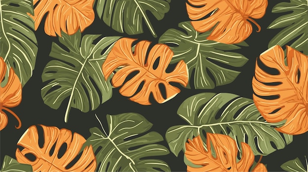Vector exotic monstera leaf jungle unleash your creativity with seamless patterns
