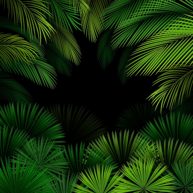 Exotic pattern with tropical leaves on dark background