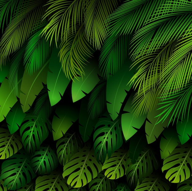 Vector exotic pattern with tropical plants background