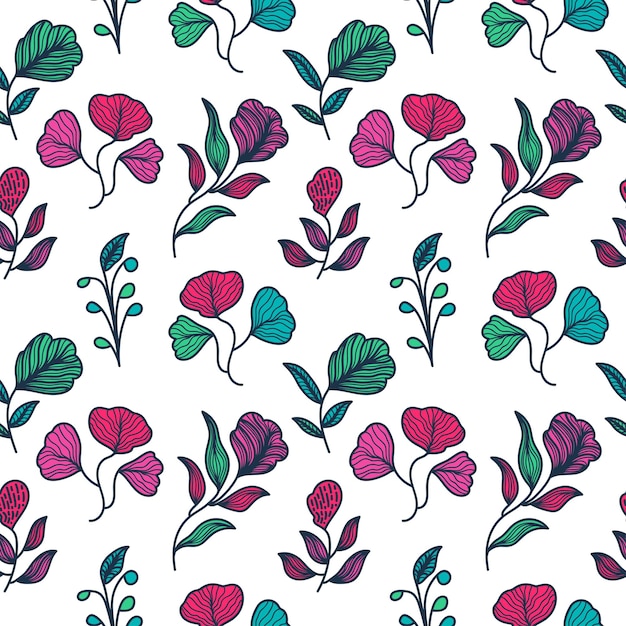 Exotic Seamless Flower Pattern with Vintage Style Hand Drawn Floral Motif for Fashion Wallpaper Wrapping Paper Background Fabric Textile Apparel and Card Design