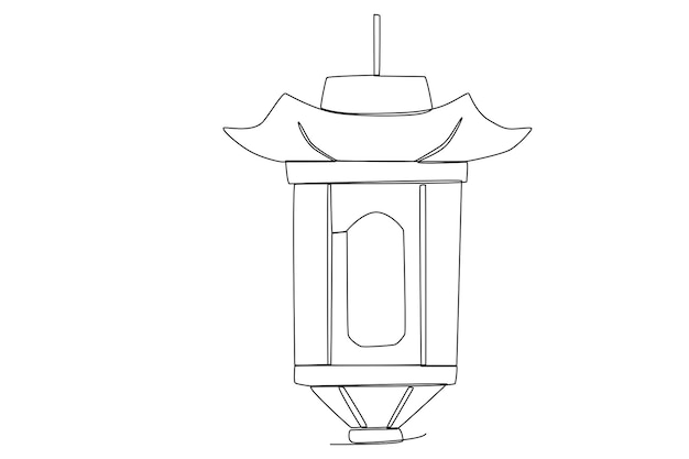 Exotic traditional Chinese lantern one line art