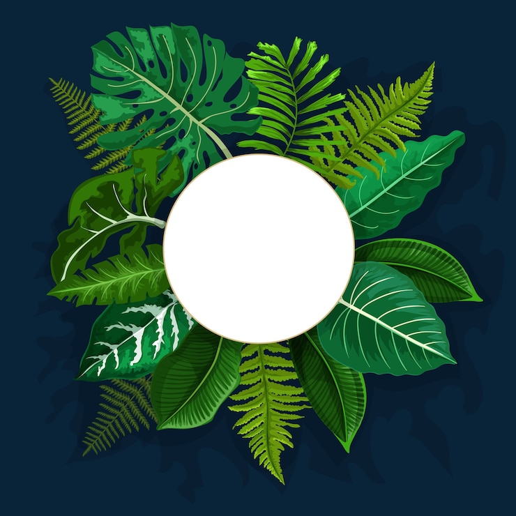 वेक्टर exotic tropical leaves isolated on blue