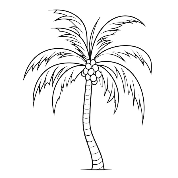 Exotic tropical palm tree outline icon in vector format for beach designs