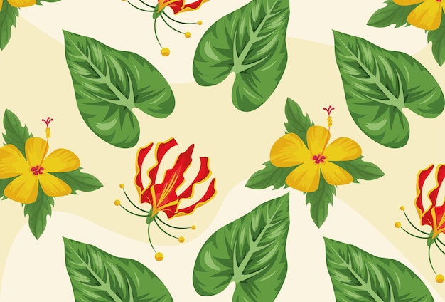 Exotic tropical plants pattern