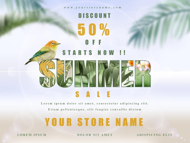 Vector exotic tropical summer banner