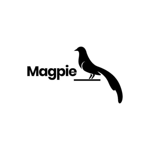 Vector exotics bird magpie long tail perched isolated logo design vector icon illustration template