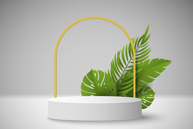 Exotisch leeg podium met tropische planten om uw merkproduct weer te geven Minimalistische zomerscène 3D-voetstuk voor uw ontwerp Verkoopmodelontwerp Vectorillustratie