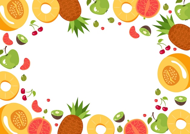 Exotisch zomerfruit frame grens banner dekking concept vegetarisch gezond voedsel decoratie tropisch