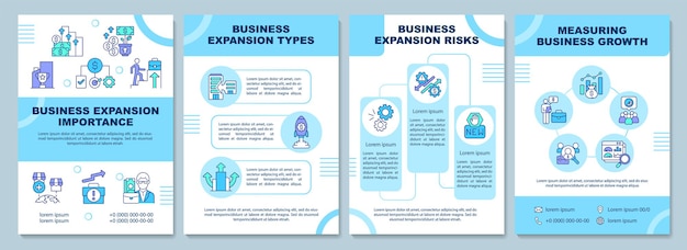 Expand business brochure template. Company development. Flyer, booklet, leaflet print, cover design with linear icons. Vector layouts for presentation, annual reports, advertisement pages