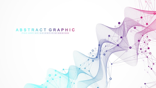 Espansione della vita sfondo colorato esplosione con linea collegata e flusso d'onda punti visualizzazione tecnologia quantistica sfondo grafico astratto esplosione movimento burst illustrazione vettoriale