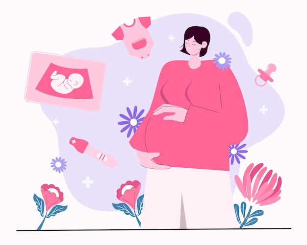 인 비트로 수정 후 임신 한 어머니 터 일러스트레이션