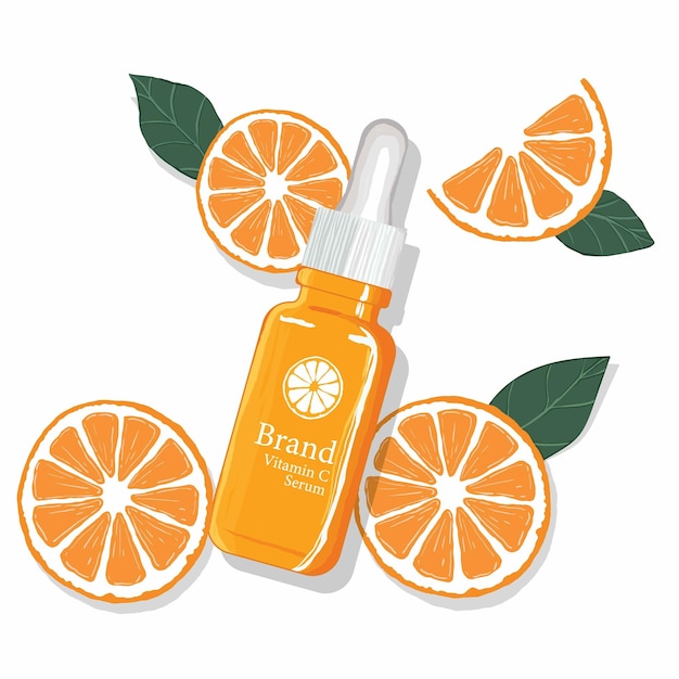 Vector experience a burst of freshness in our vitamin c serum ads presenting juicy citrus segments and a m