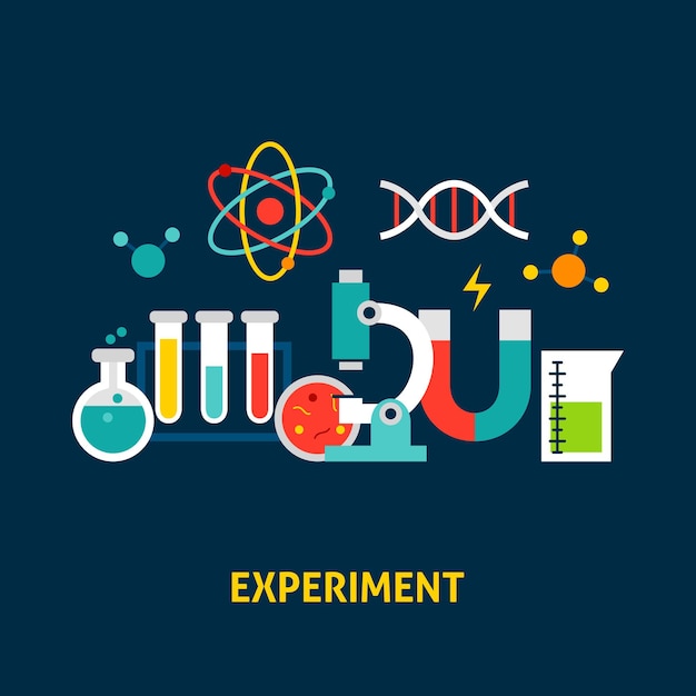 Concetto di scienza dell'esperimento. illustrazione vettoriale con oggetti di educazione.