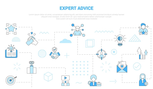 Expert advice concept with icon set template banner with modern blue color style