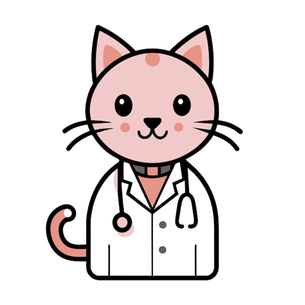 Expert Doctor Cat Vector Illustration for Veterinary Care