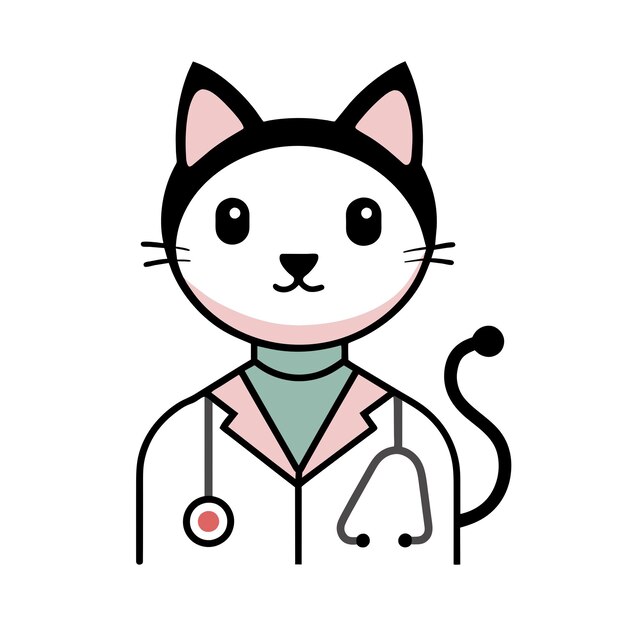 Expert Doctor Cat Vector Illustration for Veterinary Care