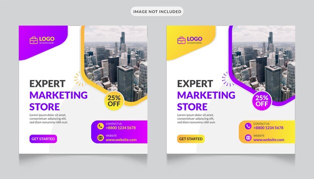 専門家のマーケティング代理店と企業のソーシャル メディアの投稿テンプレート
