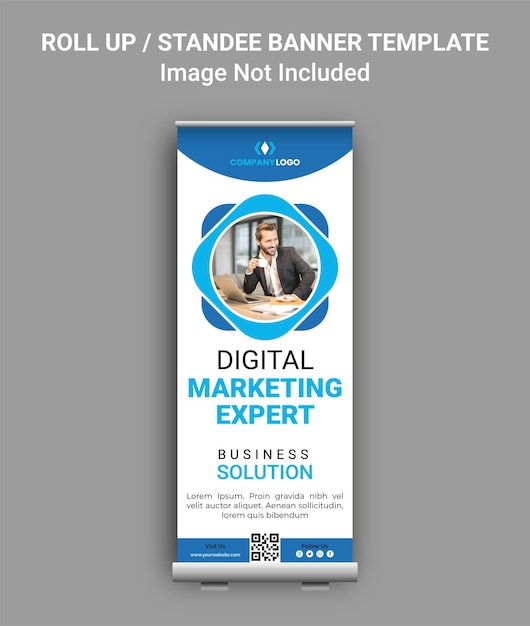 Experts op het gebied van digitale marketing oprollen banner staand ontwerp