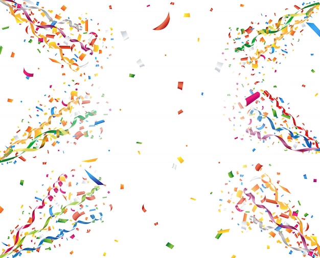 Vector exploderende feestconfetti en streamers