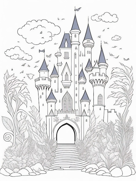 Explore Fairyland Printable Fairy Tale Castle Coloring Sheet