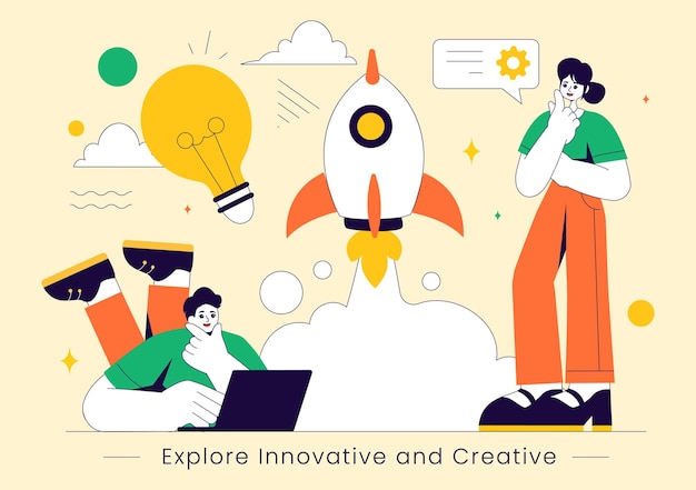 Explore a Innovative and Creative Illustration Featuring a Startup with Software and Web Development