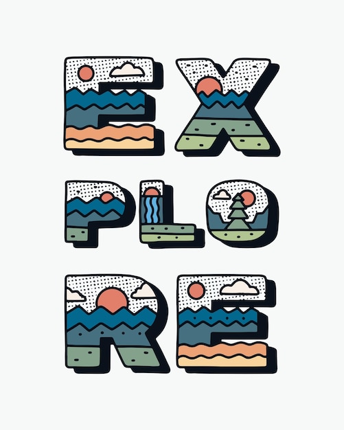 Explore letter vector with nature outdoor design inside