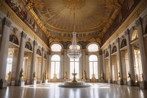 Вектор Исследуйте величественный париж дворец версаль город лувр достопримечательности интерьер современная архитектура