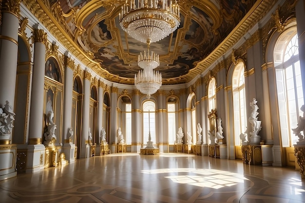 Vettore esplora la maestosa parigi palazzo di versailles città luoghi d'interesse interni architettura moderna