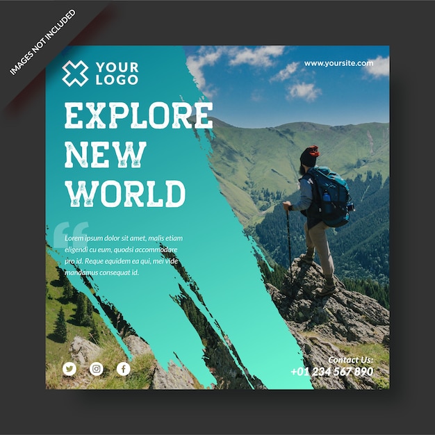 Explore new world traveling activity instagram post social media premium design