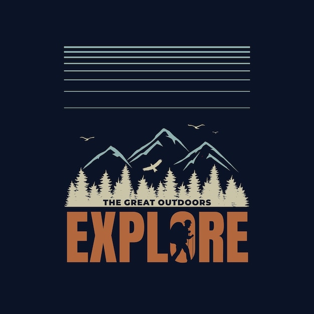 Explore The Outdoors Vintage T shirt design premium vector