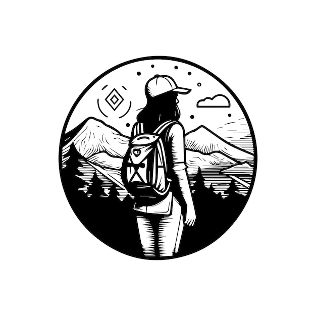 Vector explore the outdoors with our hiking girl logo