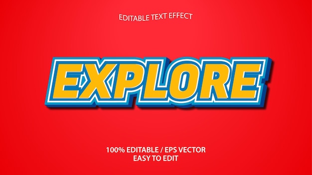 Explore text effect eps Premium Vector