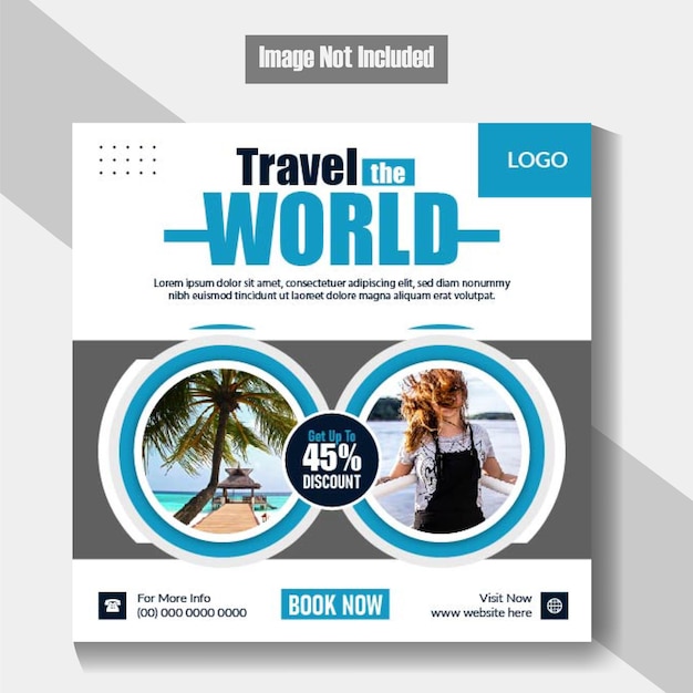 Vector explore travel social media post