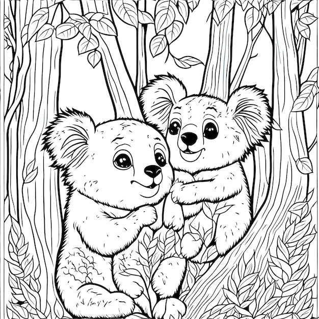 Explore the wonders of nature with this adorable koala coloring page