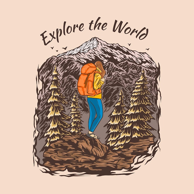 Explore the world camping hiking t shirt design