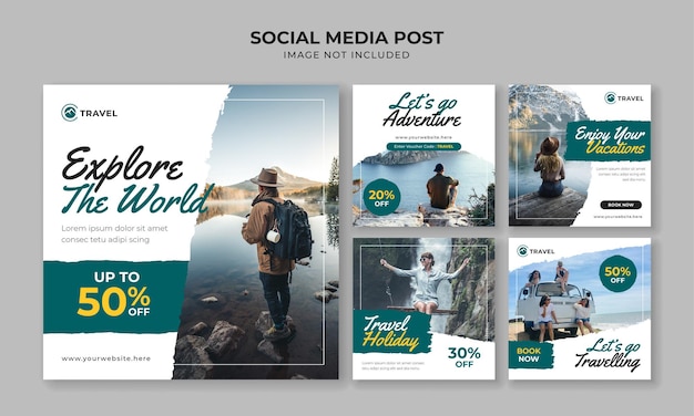 Vector explore the world social media instagram post template