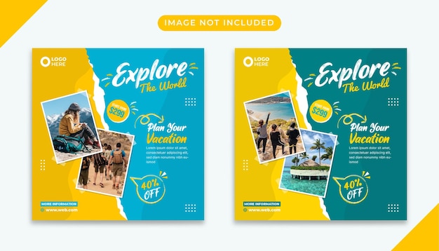 Explore world travel banner social media post