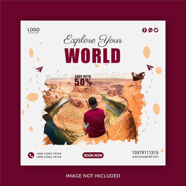 Explore Your World Instagram Banner Ad Concept Social Media Post Template