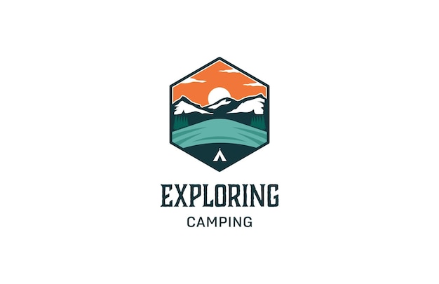 Vector exploring camping logo design vector illustration