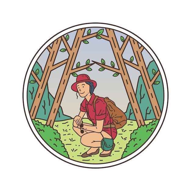 Exploring the forest Monoline badge