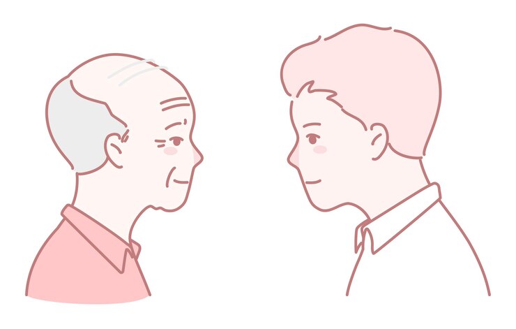 Vector exploring generational connection through portraits of youth and age in diverse cultures