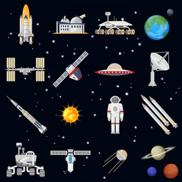 Exploring space technology icons