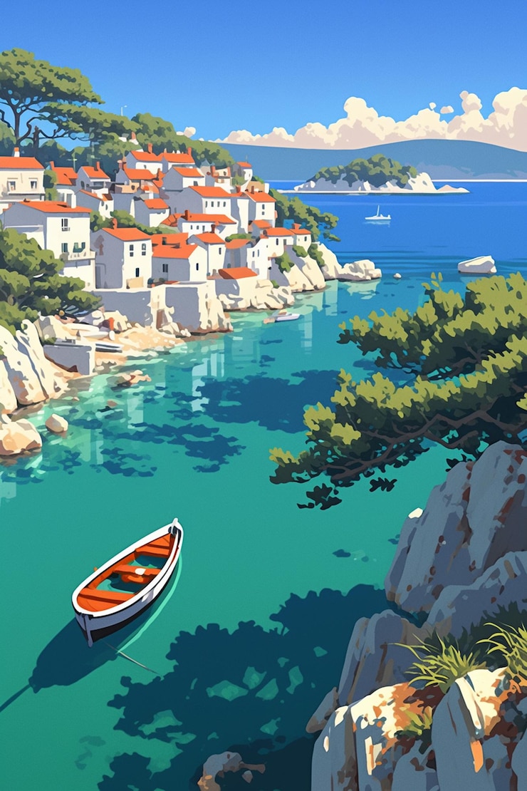 Vector exploring the stunning coastline of splitdalmatia