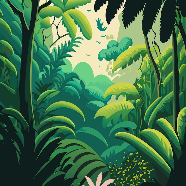 Vector exploring the vibrant rainforest nature melody