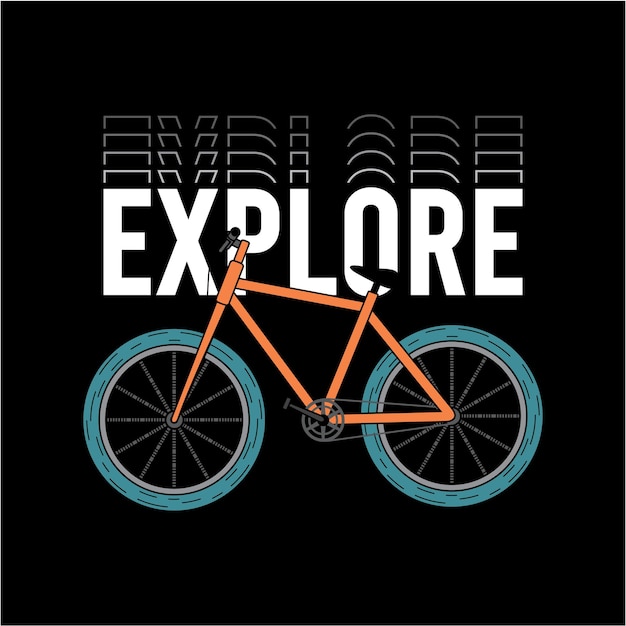 Esplorando con la bicicletta illustrazione tipografia tshirt design premium vector