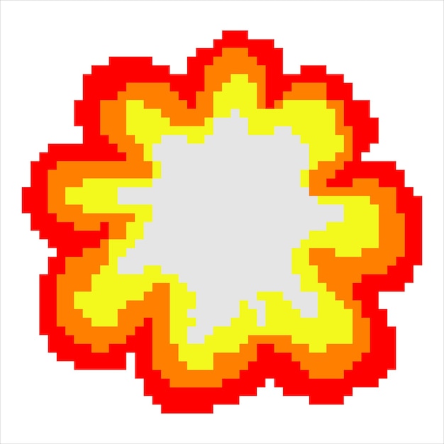 Explosie met pixelart. Vector illustratie.