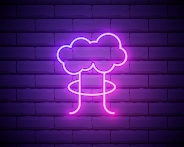 Explosie roze gloeiende neon ui ux pictogram gloeiende teken logo vector geïsoleerd op bakstenen muur