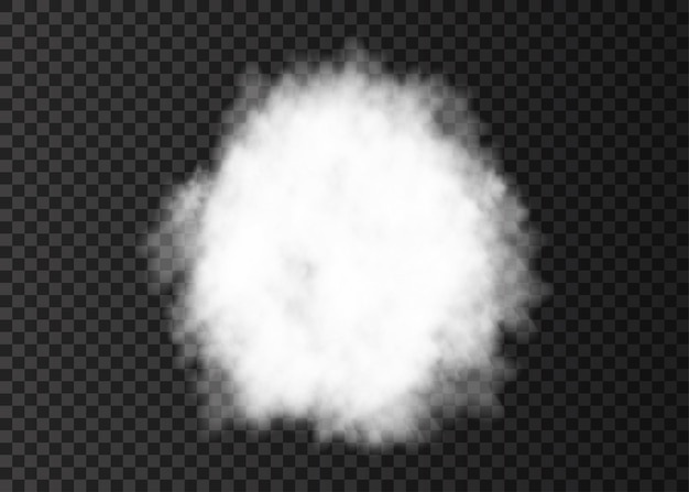 Explosie. Witte rook cirkel. Spiraal mistspoor geïsoleerd op transparante achtergrond. Realistische vectorwolk of stoomtextuur.
